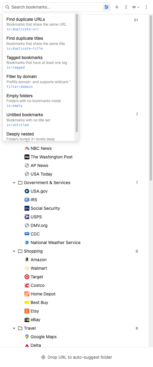 Bookmark Keep filters