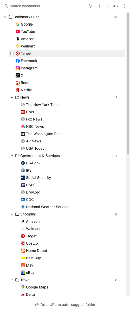 Bookmark Keep tree view screenshot